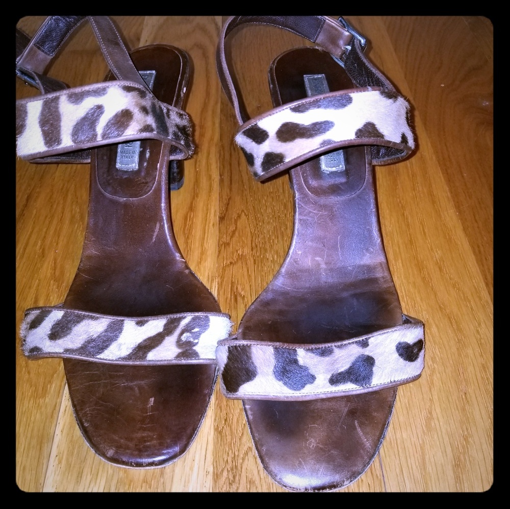 Leopard Leather Heels Shoes